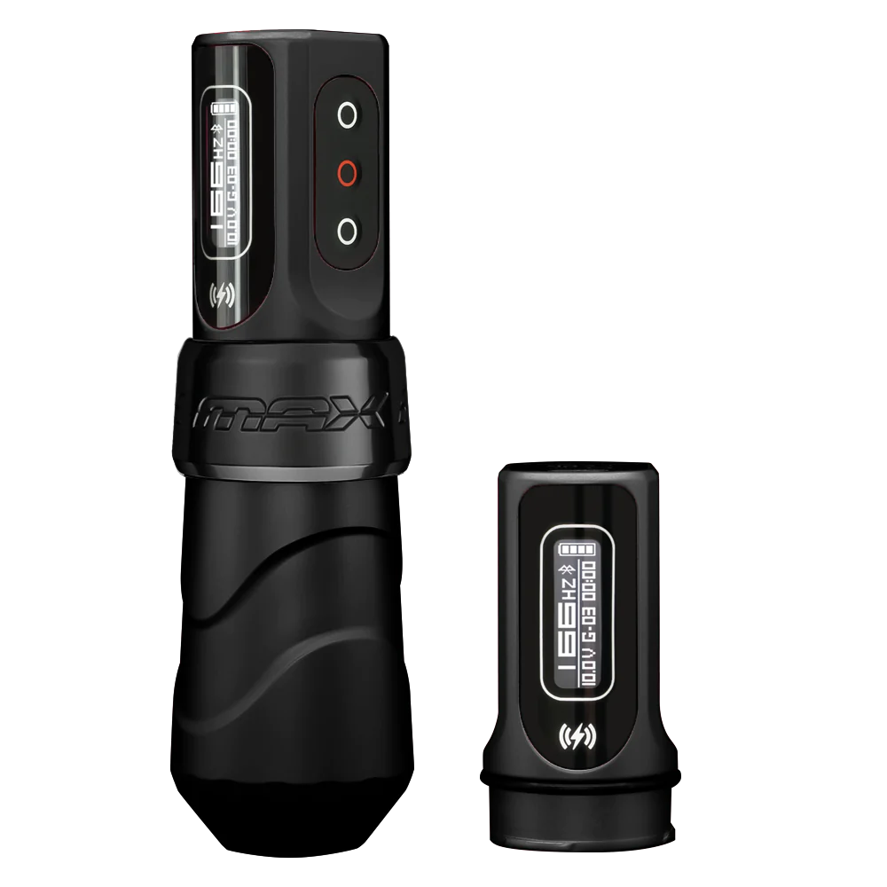 FK Irons Flux Max Tattoo Machine with 2 PowerBolt II — 4.5mm Black Ops